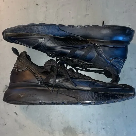 Adidas black on black sneakers