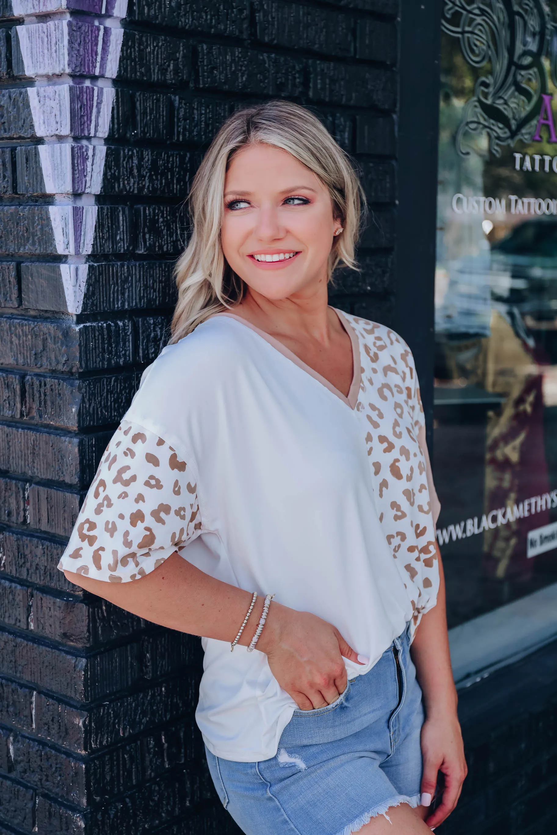 Block It Off Leopard Top - Tan