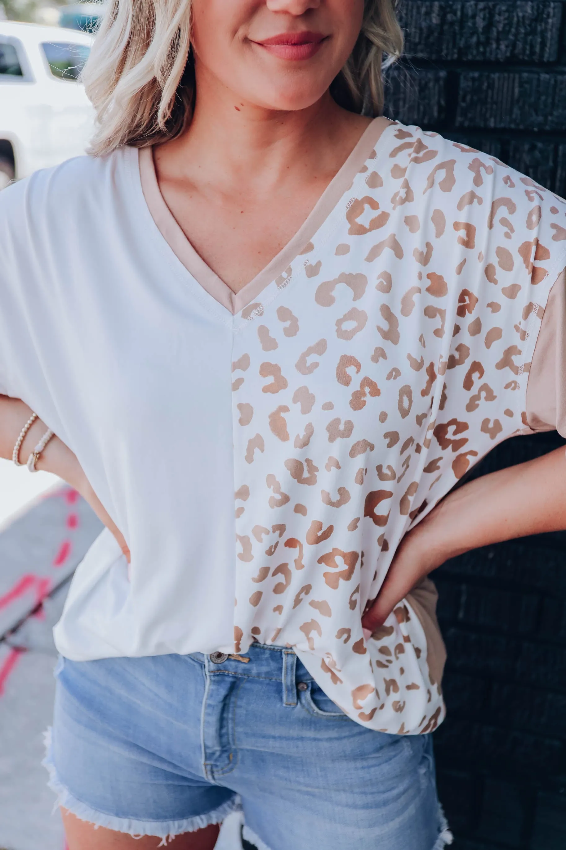 Block It Off Leopard Top - Tan