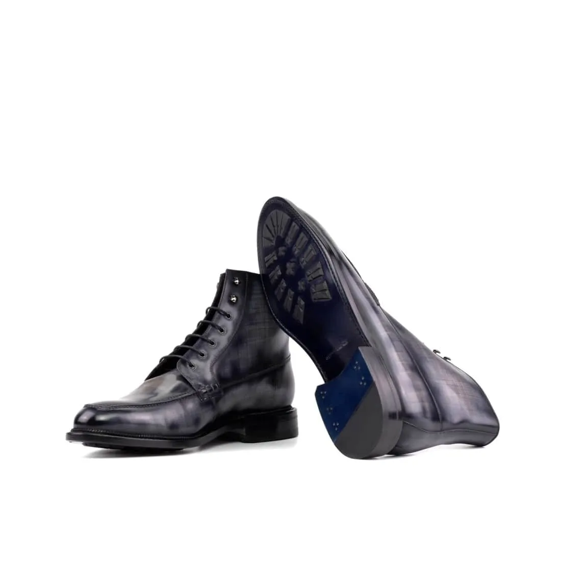Bottines Derby Demi-Chasse en cuir patiné gris