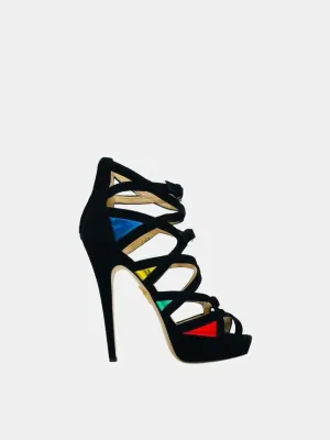 CHARLOTTE OLYMPIA Black w/ Multicolor Heeled Sandals 40