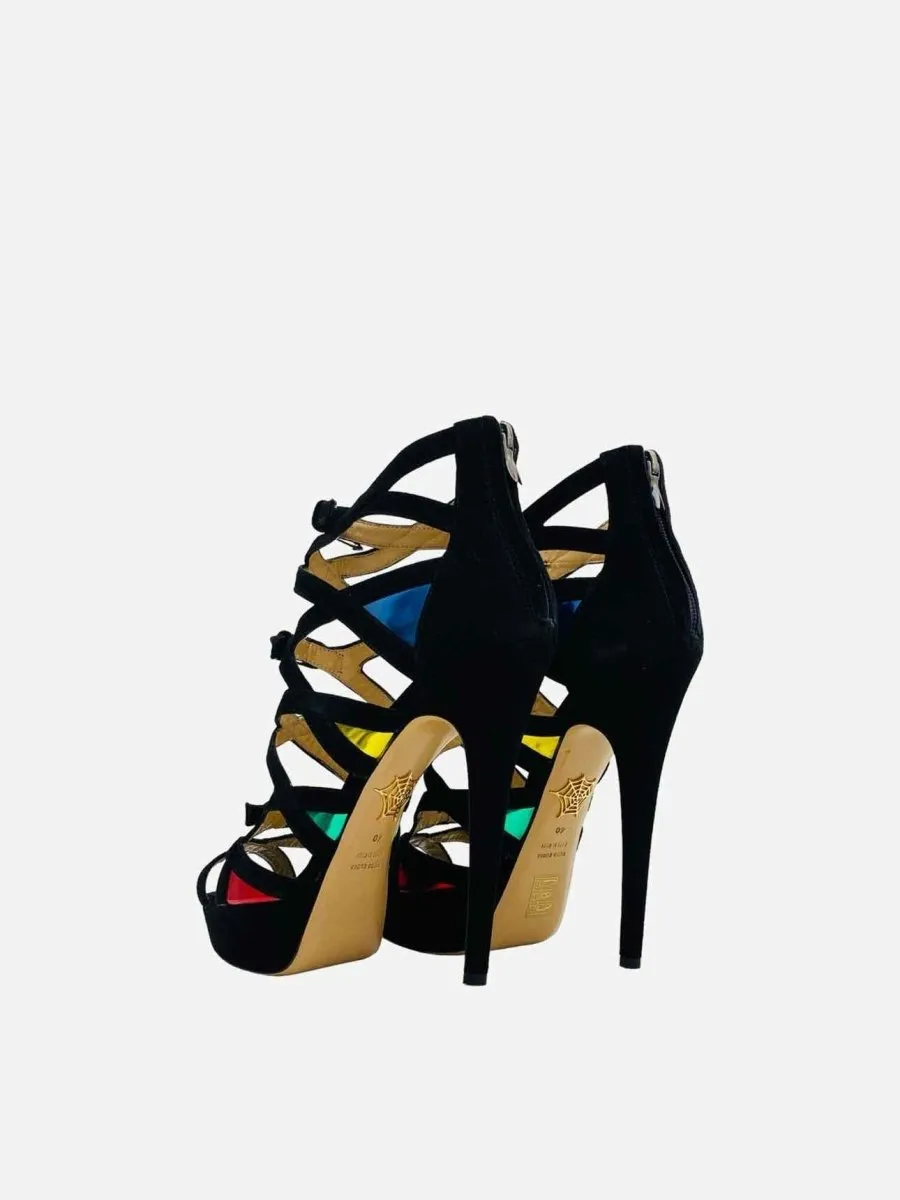 CHARLOTTE OLYMPIA Black w/ Multicolor Heeled Sandals 40