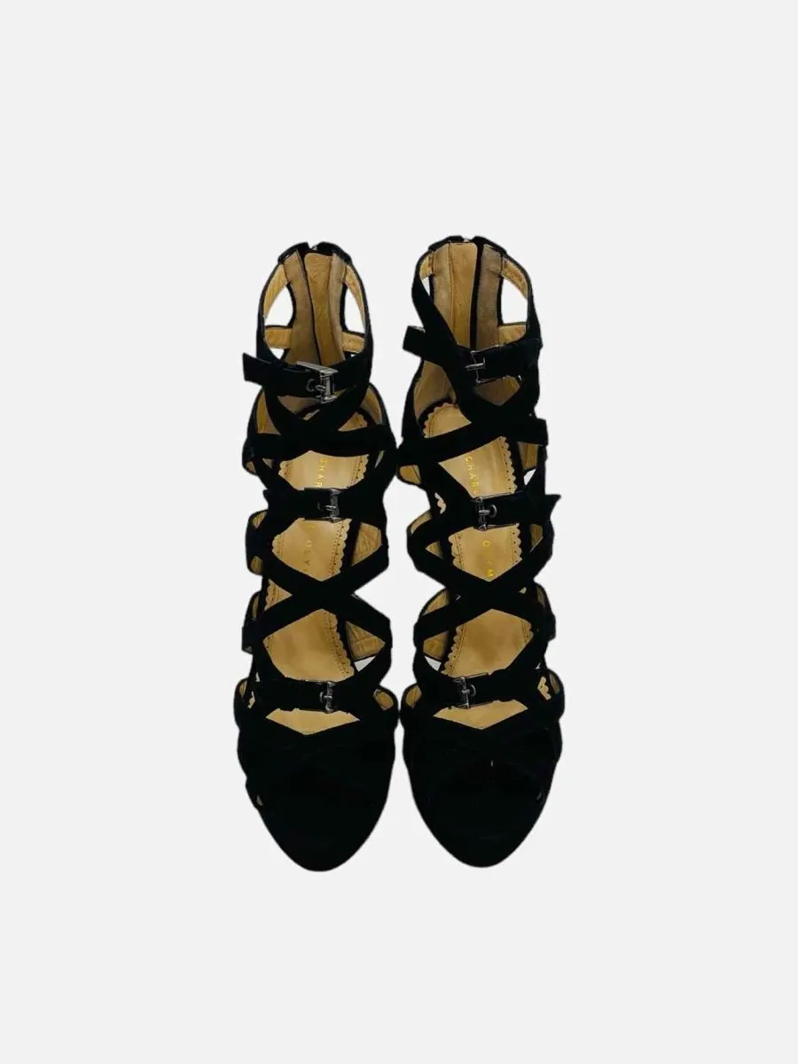 CHARLOTTE OLYMPIA Black w/ Multicolor Heeled Sandals 40