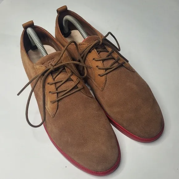 Clae Ellington Leather Sneaker Tan Red Soles Sz 9