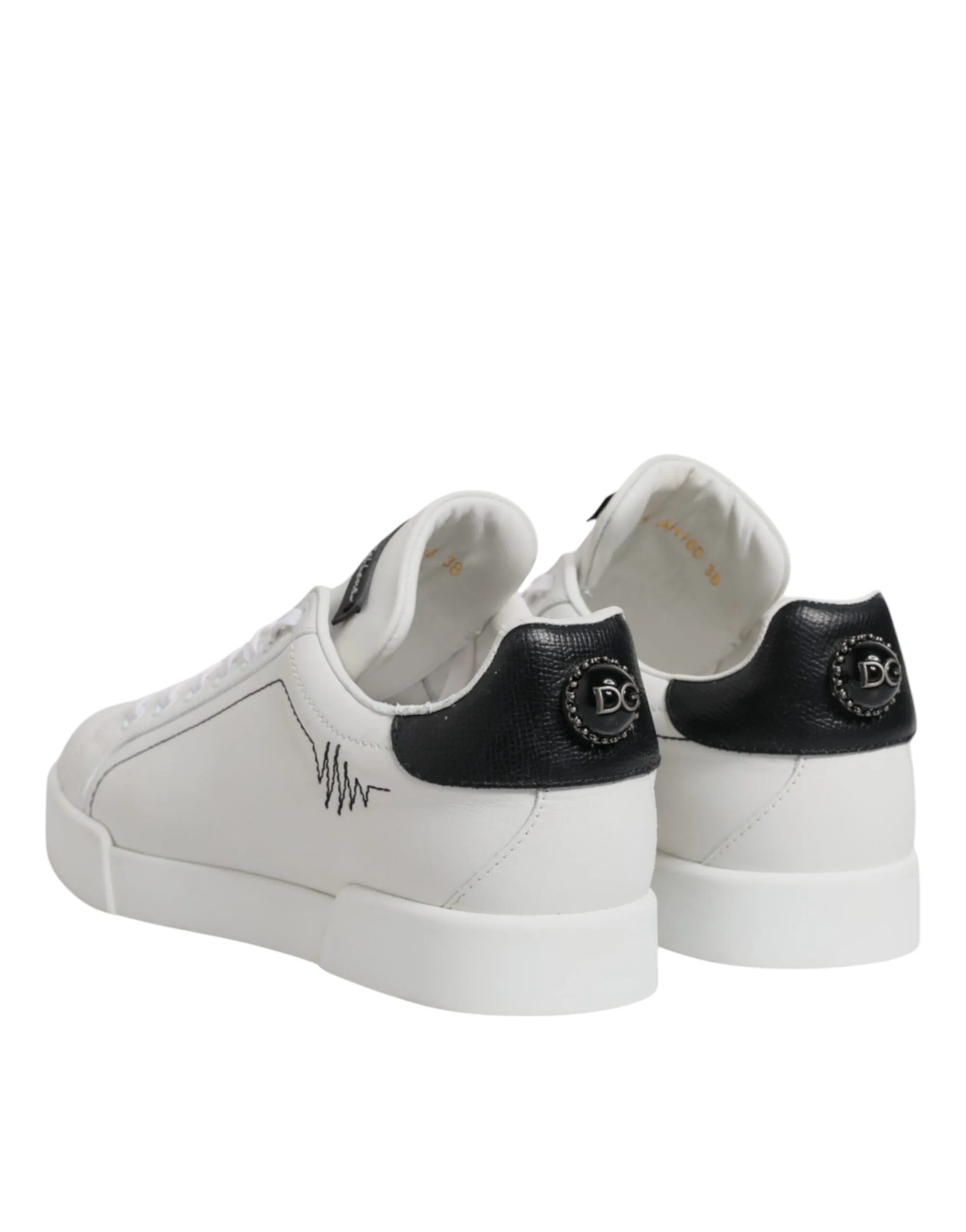 Dolce&Gabbana Women White Sneakers Leather Low Top Casual Trainer Shoes Sz EU 38