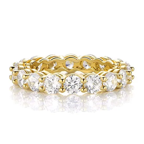 GEMSME 18K Yellow Gold Plated Tennis Necklace/Bracelet/Earrings/Band Ring Sets Pack of 4 (7)