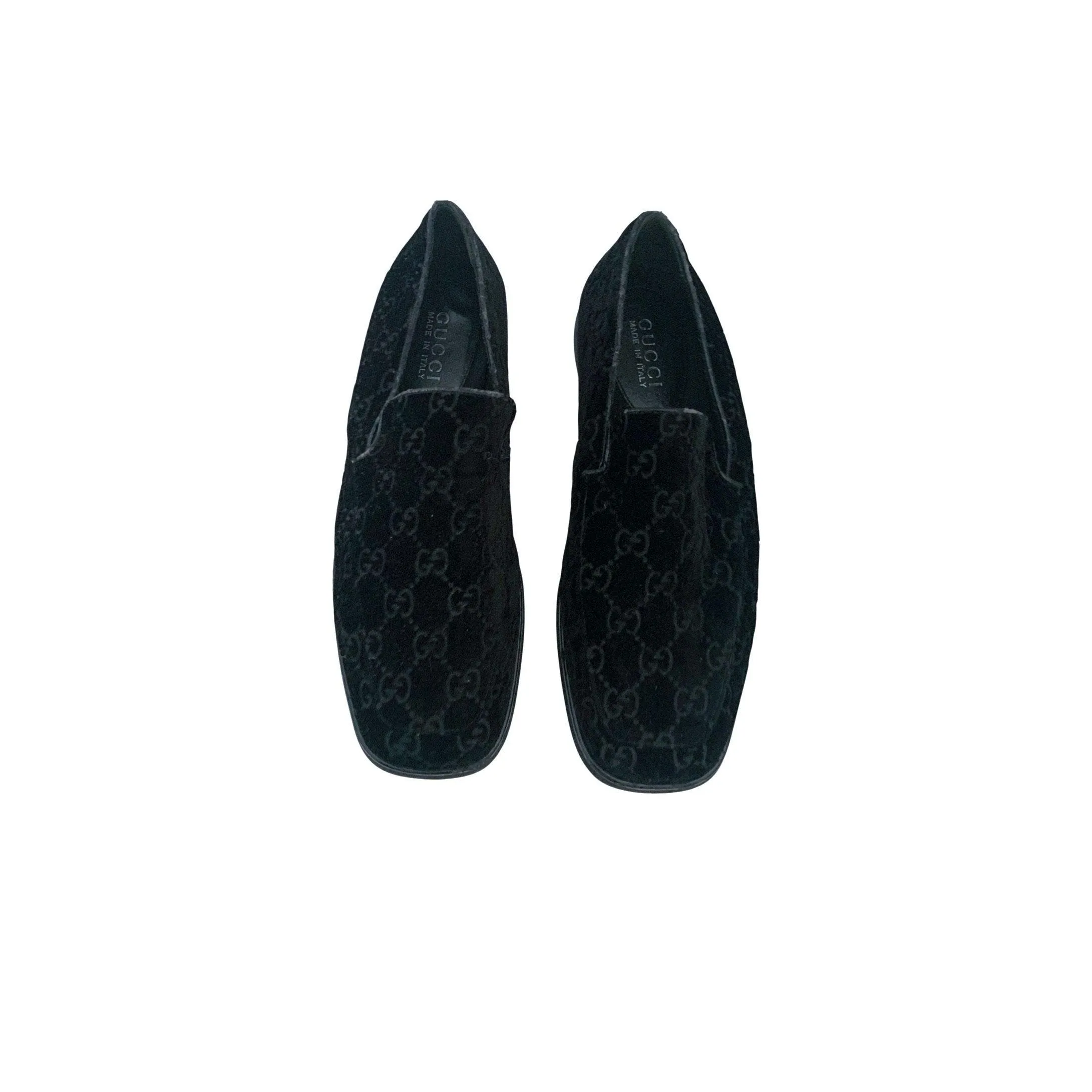 Gucci Black Monogram Velvet Loafers