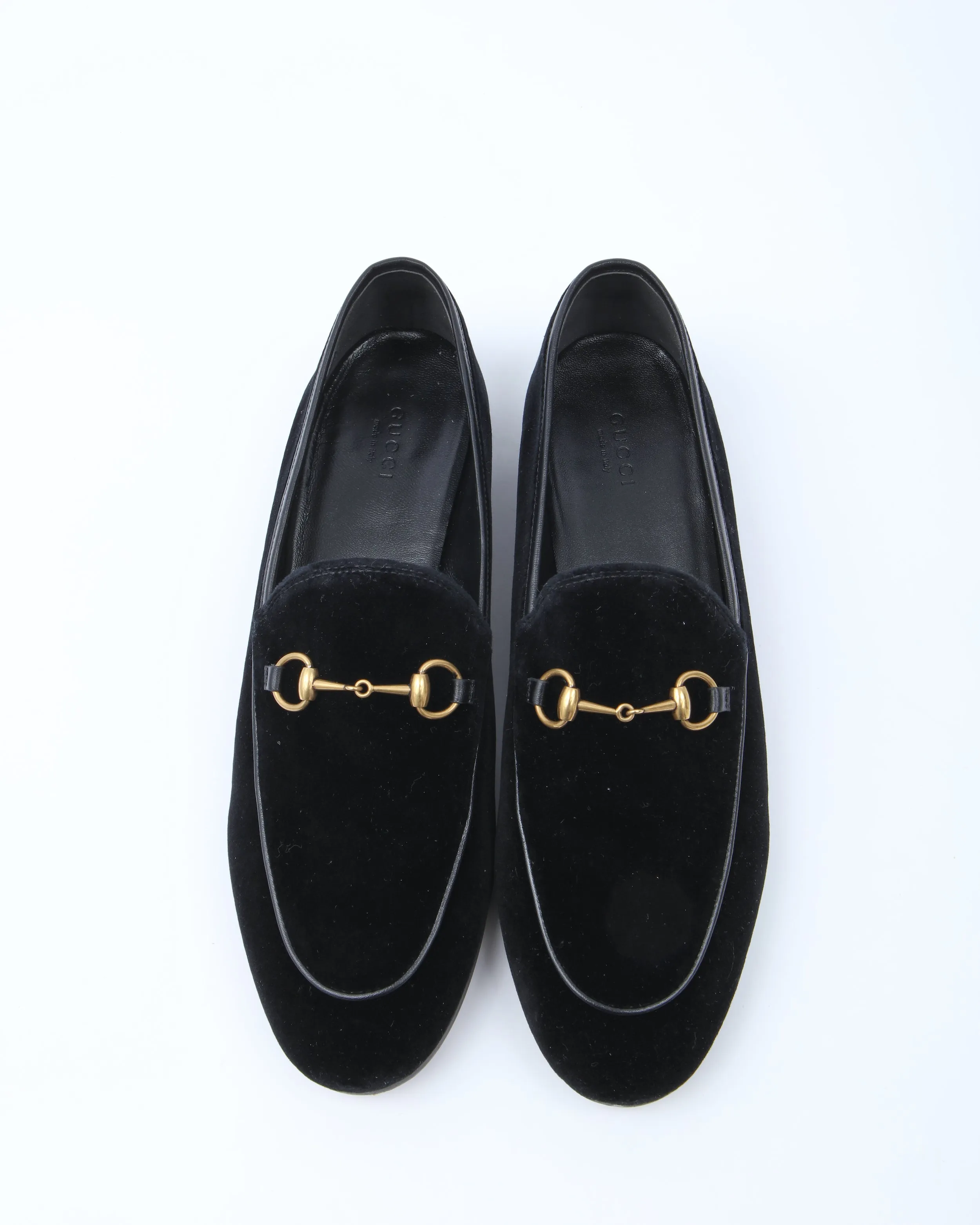 Gucci Black Velvet Jordaan Horsebit Loafers - 41.5