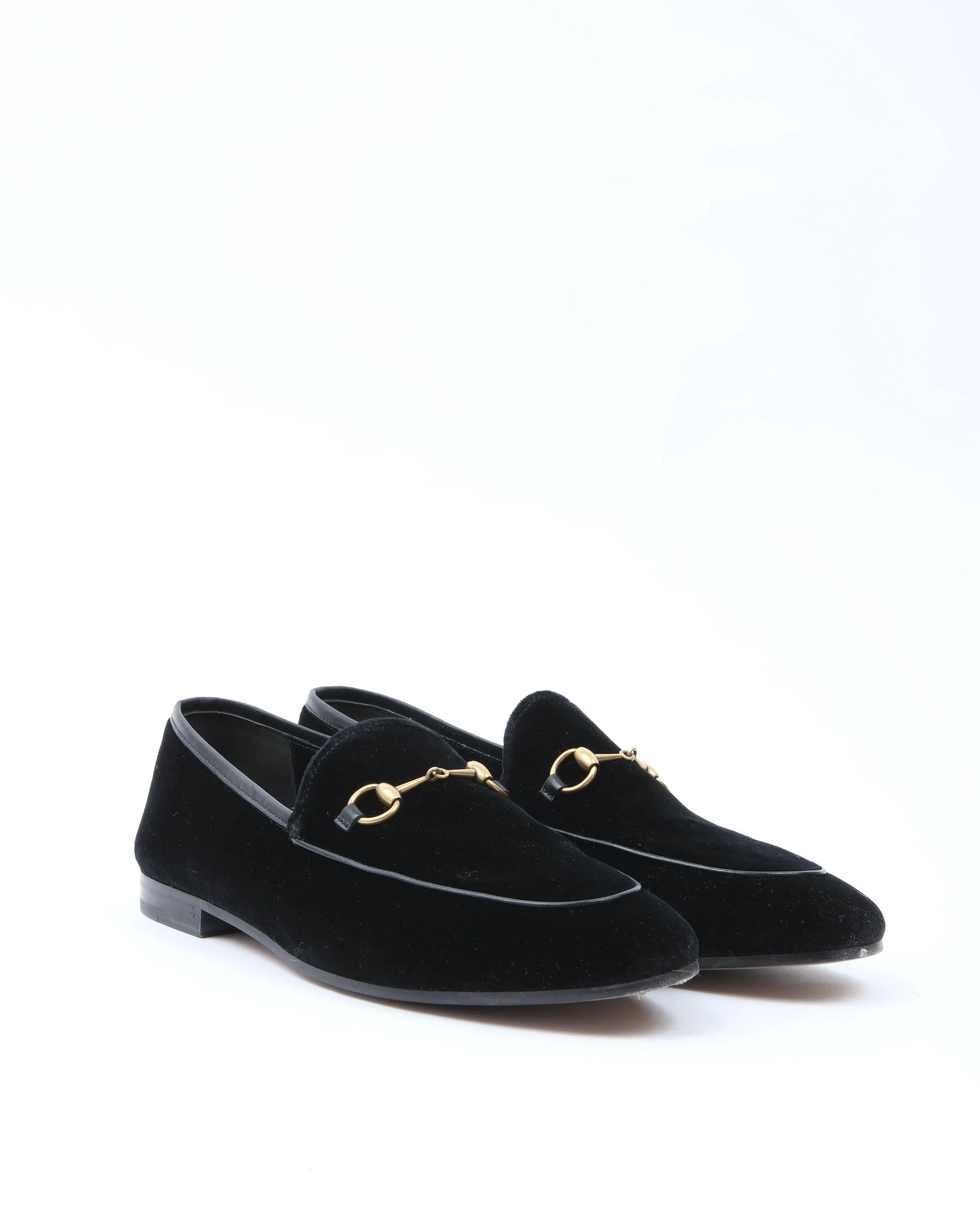 Gucci Black Velvet Jordaan Horsebit Loafers - 41.5
