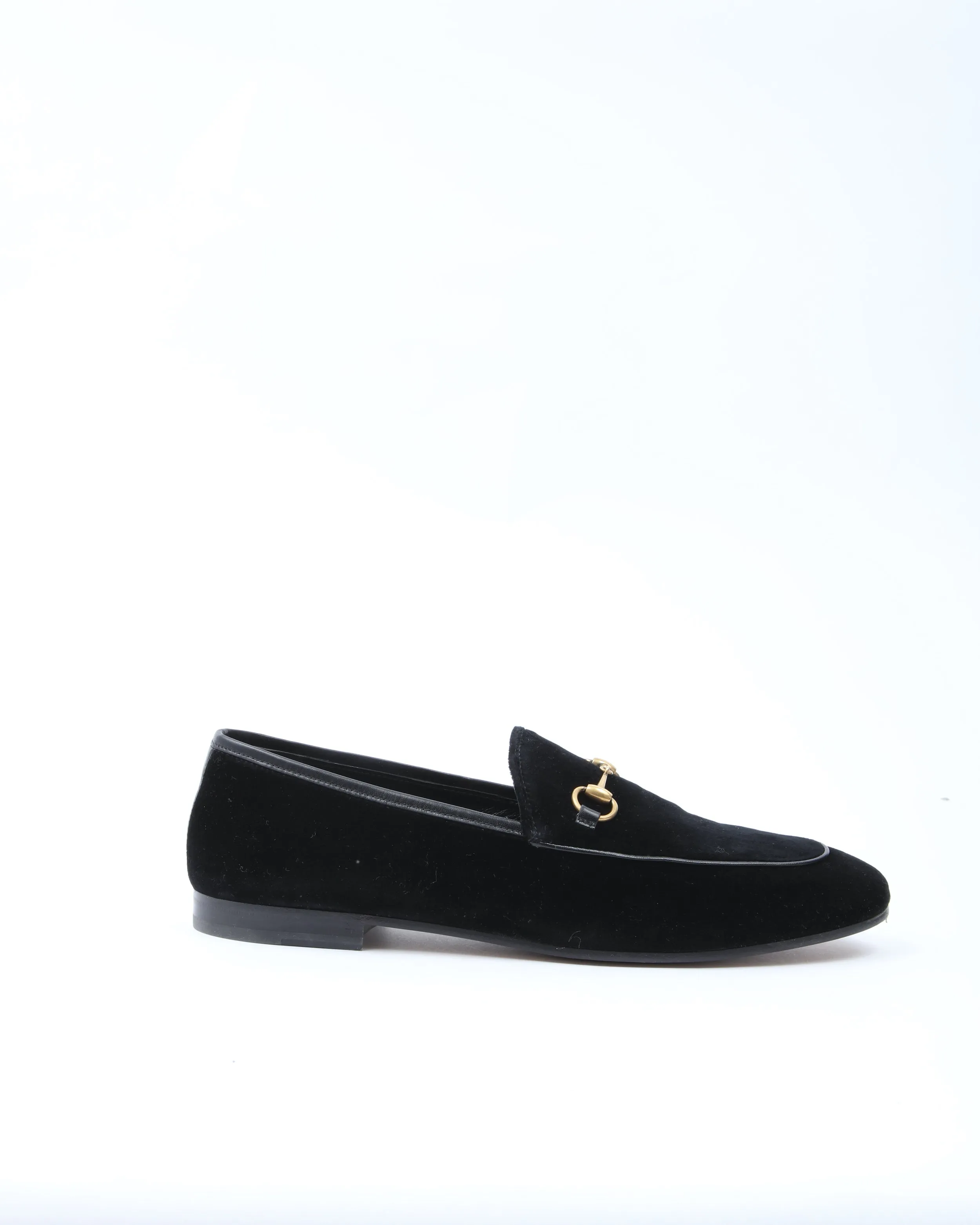 Gucci Black Velvet Jordaan Horsebit Loafers - 41.5