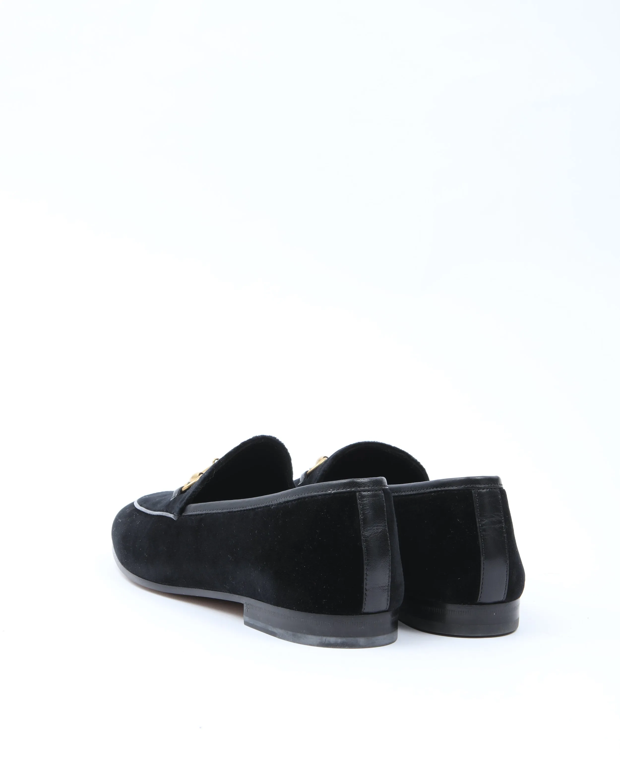 Gucci Black Velvet Jordaan Horsebit Loafers - 41.5