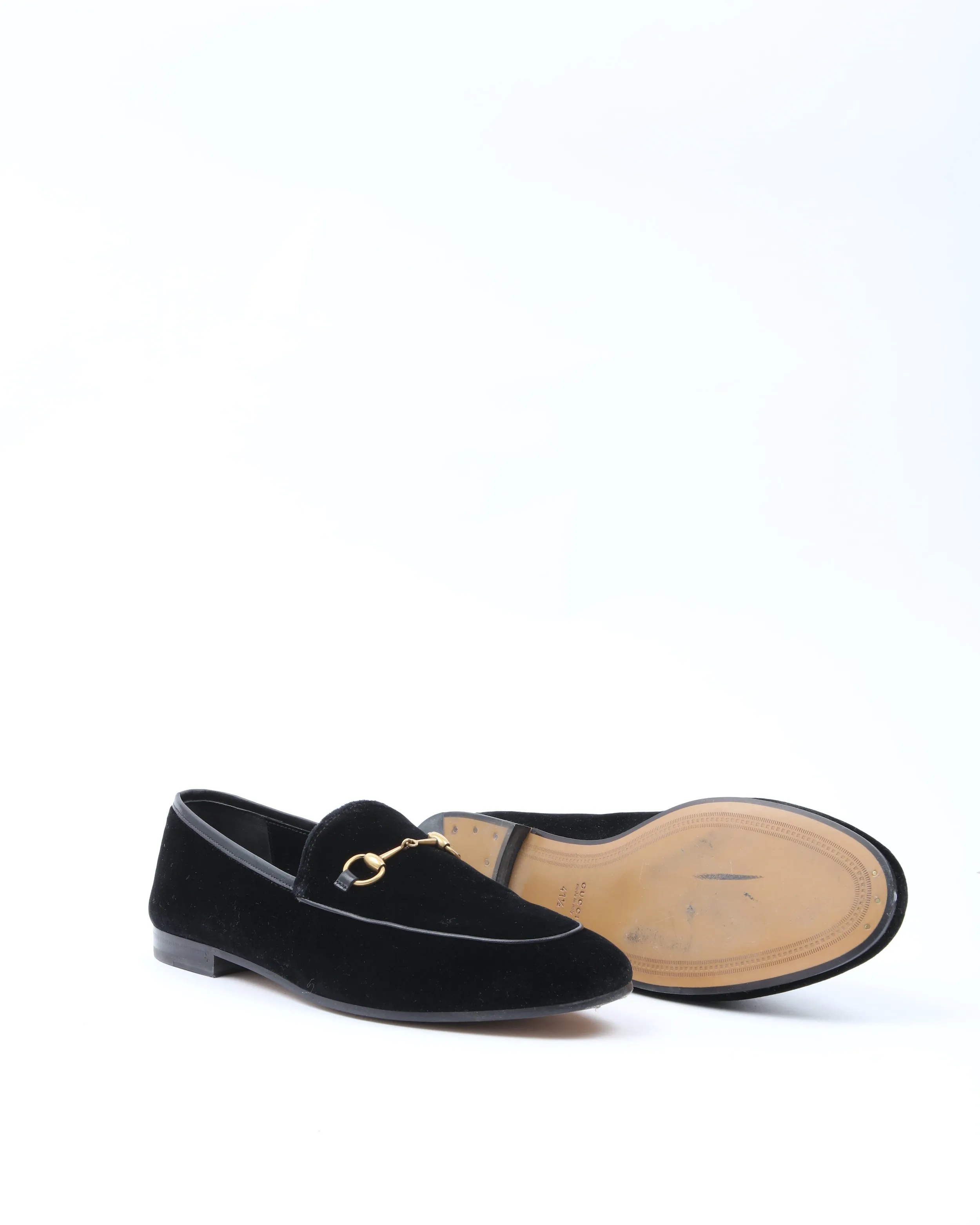 Gucci Black Velvet Jordaan Horsebit Loafers - 41.5