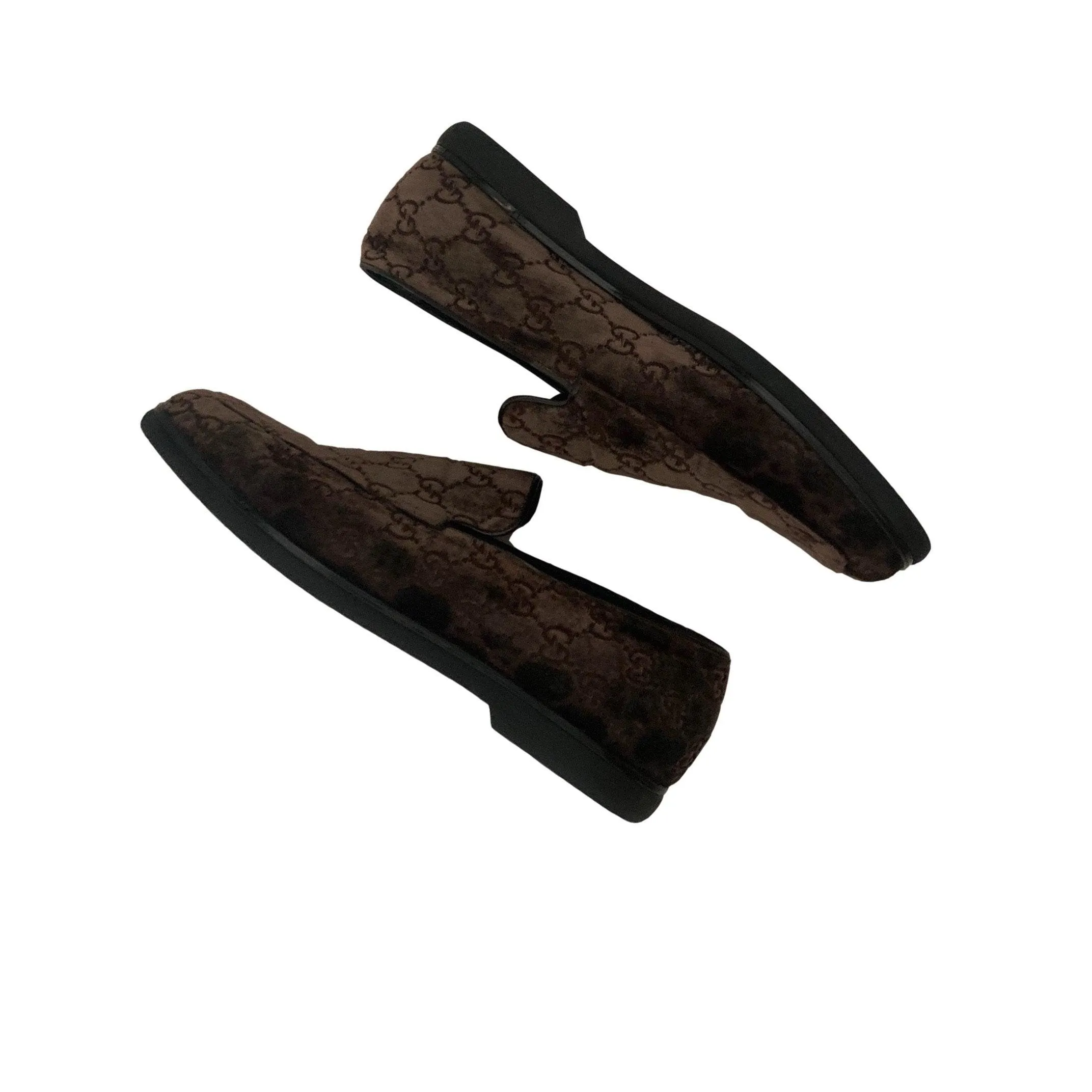 Gucci Brown Monogram Velvet Loafers