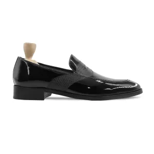 Handmade Custom Black Patent Leather Mens Loafers