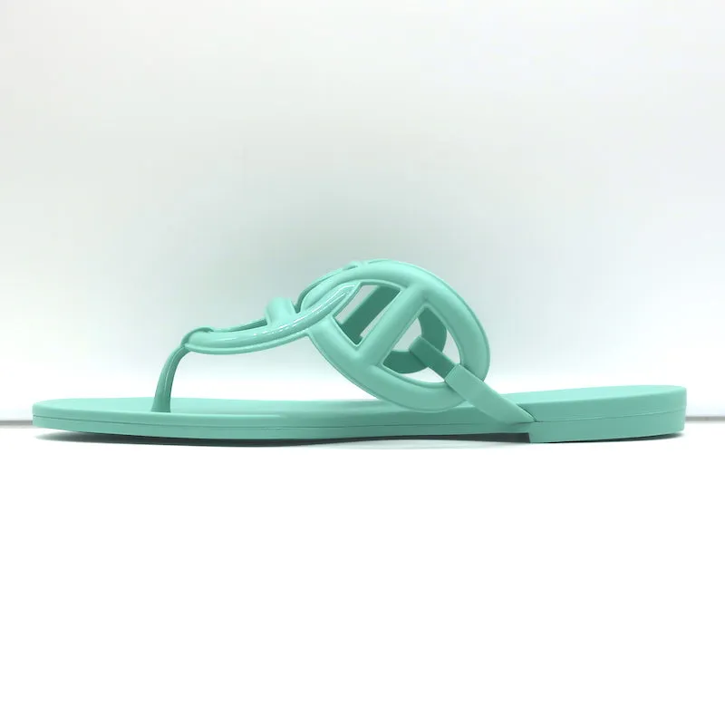 Hermes Egerie Thong Sandals Aqua Waterproof TPU Size 38 Flat Flip Flops NEW