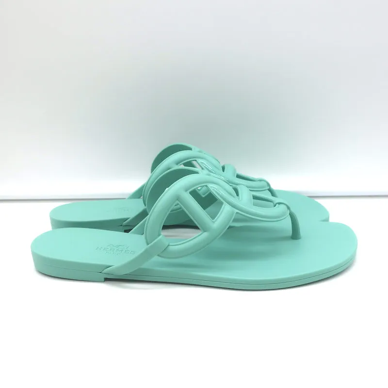 Hermes Egerie Thong Sandals Aqua Waterproof TPU Size 38 Flat Flip Flops NEW