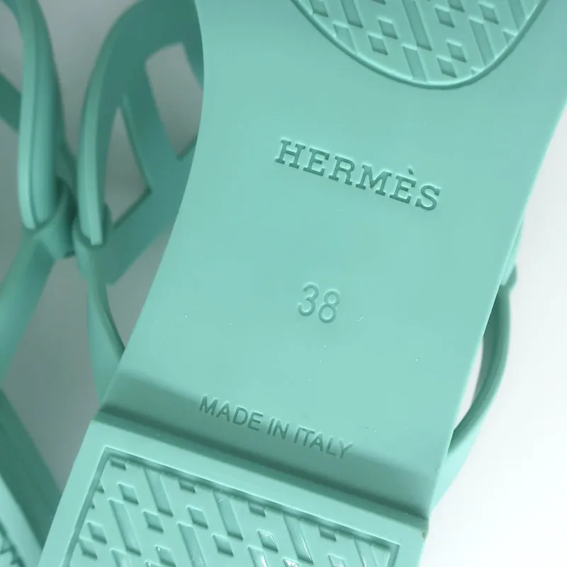 Hermes Egerie Thong Sandals Aqua Waterproof TPU Size 38 Flat Flip Flops NEW
