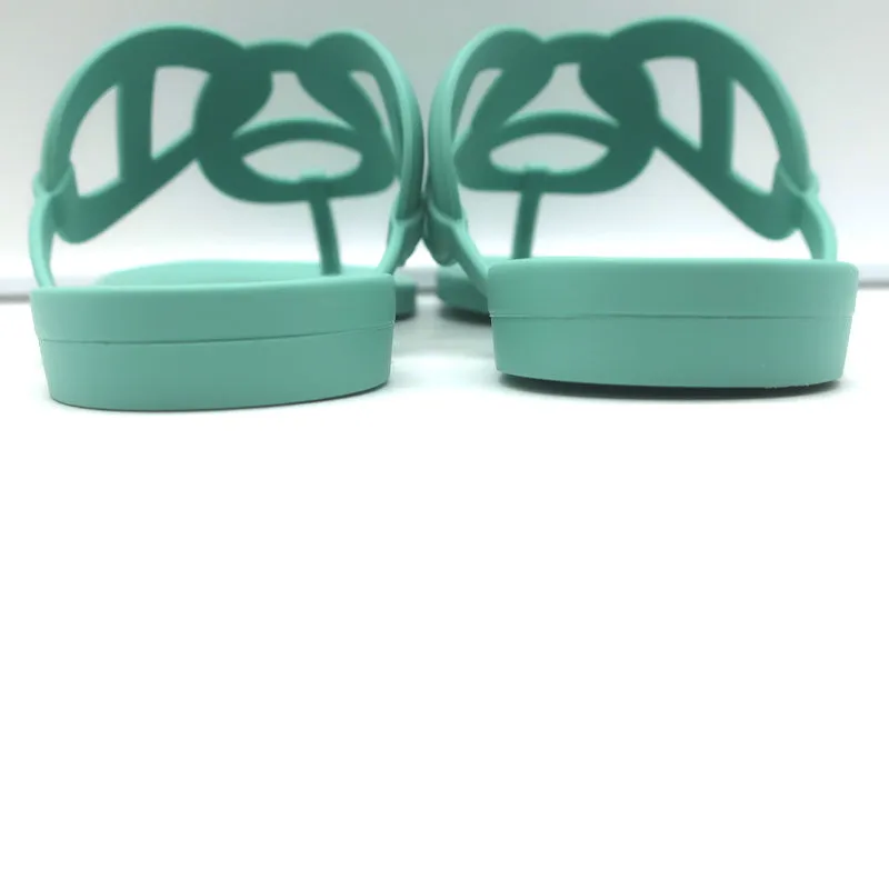 Hermes Egerie Thong Sandals Aqua Waterproof TPU Size 38 Flat Flip Flops NEW