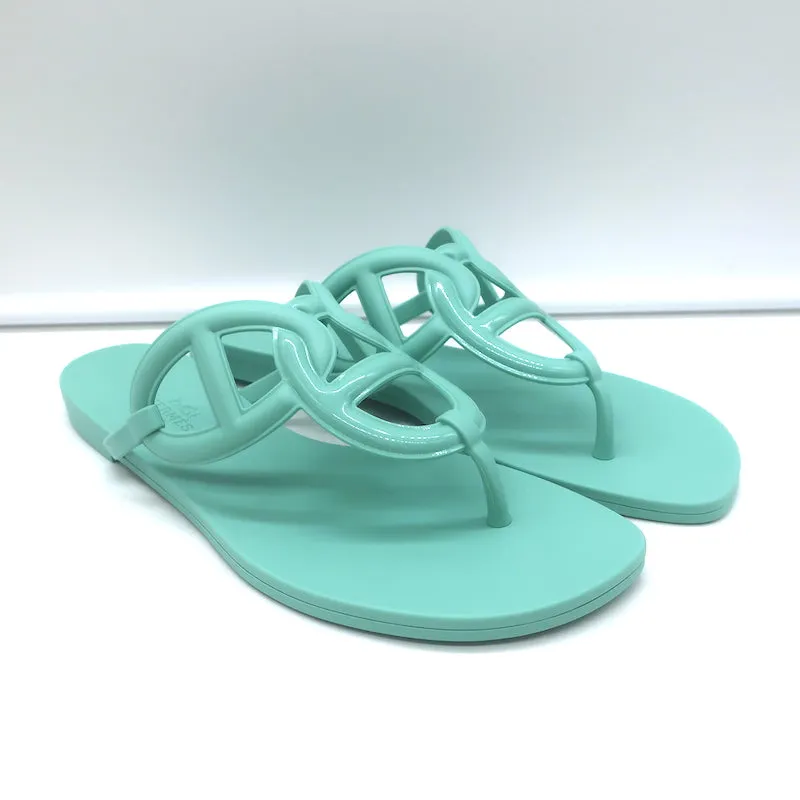 Hermes Egerie Thong Sandals Aqua Waterproof TPU Size 38 Flat Flip Flops NEW