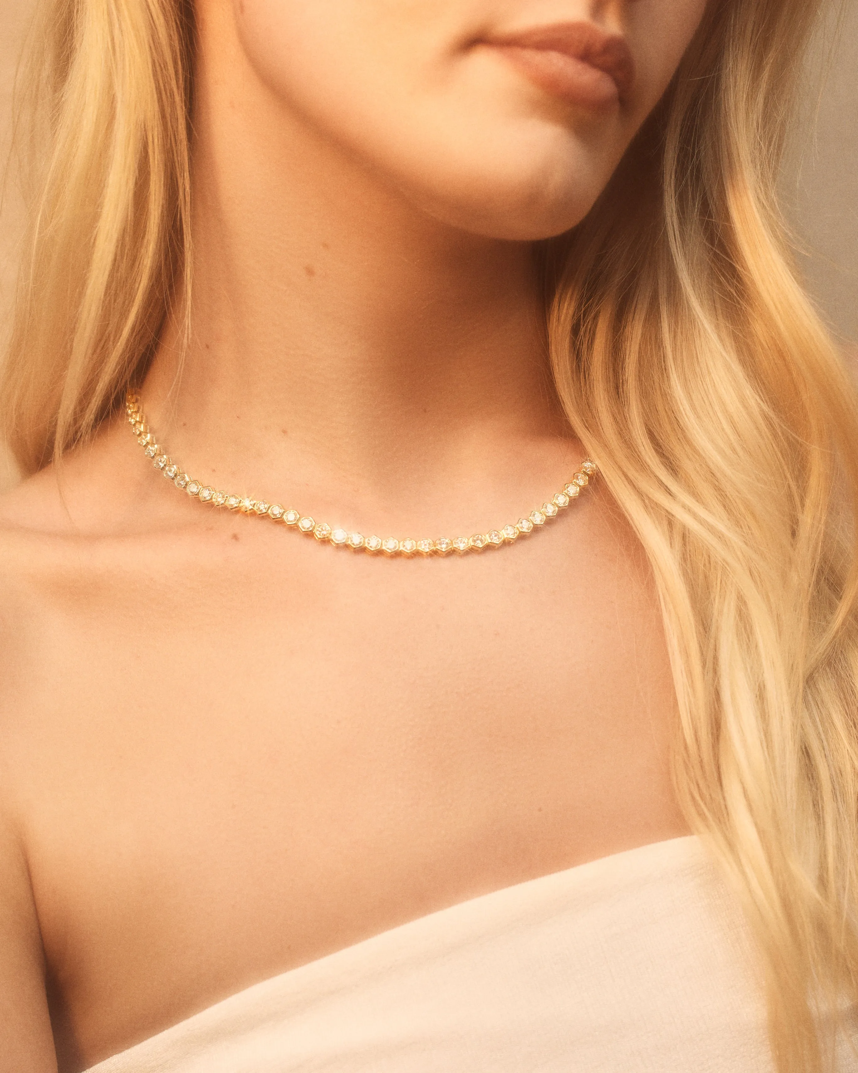 Hexagon Tennis Necklace