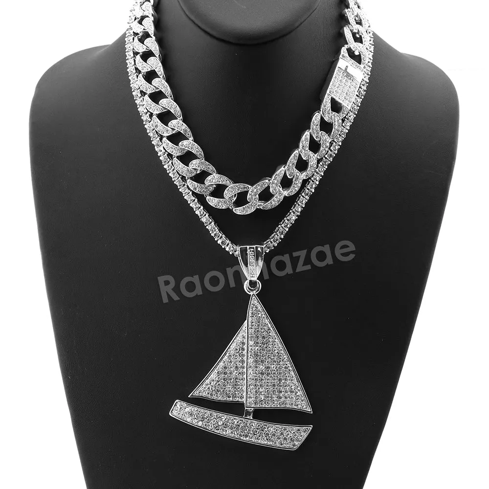 Hip Hop Quavo LIL YACHTY Miami Cuban Choker Tennis Chain Necklace L33