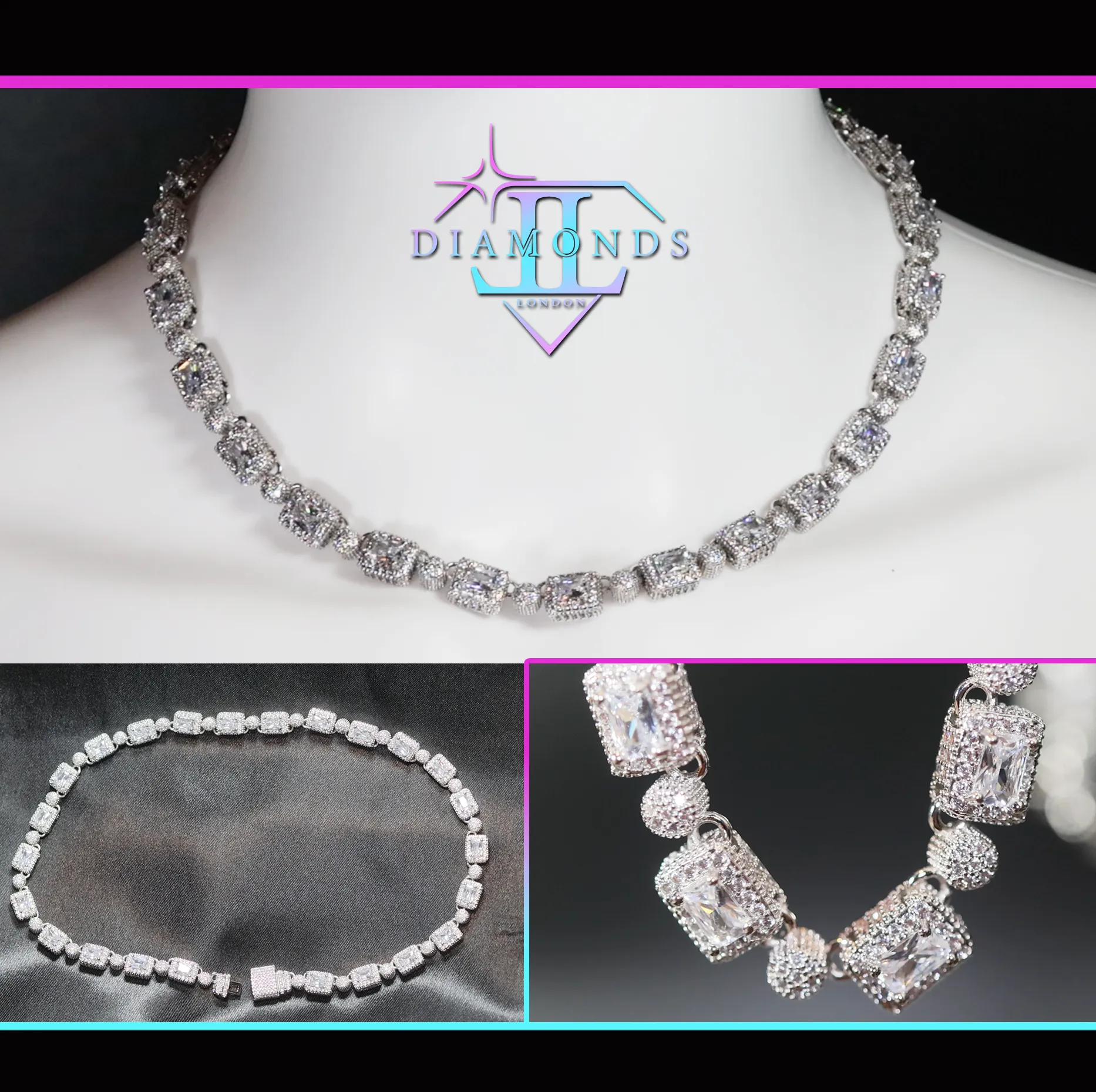 Iced Out Chain | Diamond Necklace | Tennis Chain | Tennis Necklace | Mens Tennis Chain | Womens Tennis Chain | Diamond Tennis Chain