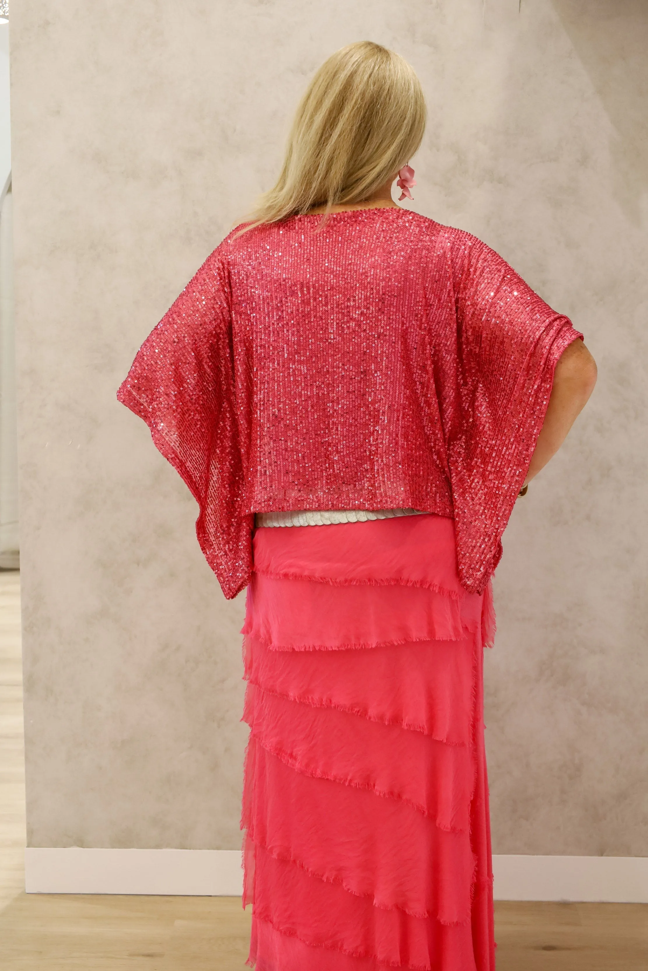 Lynsay Sequin Top in Raspberry Sorbet