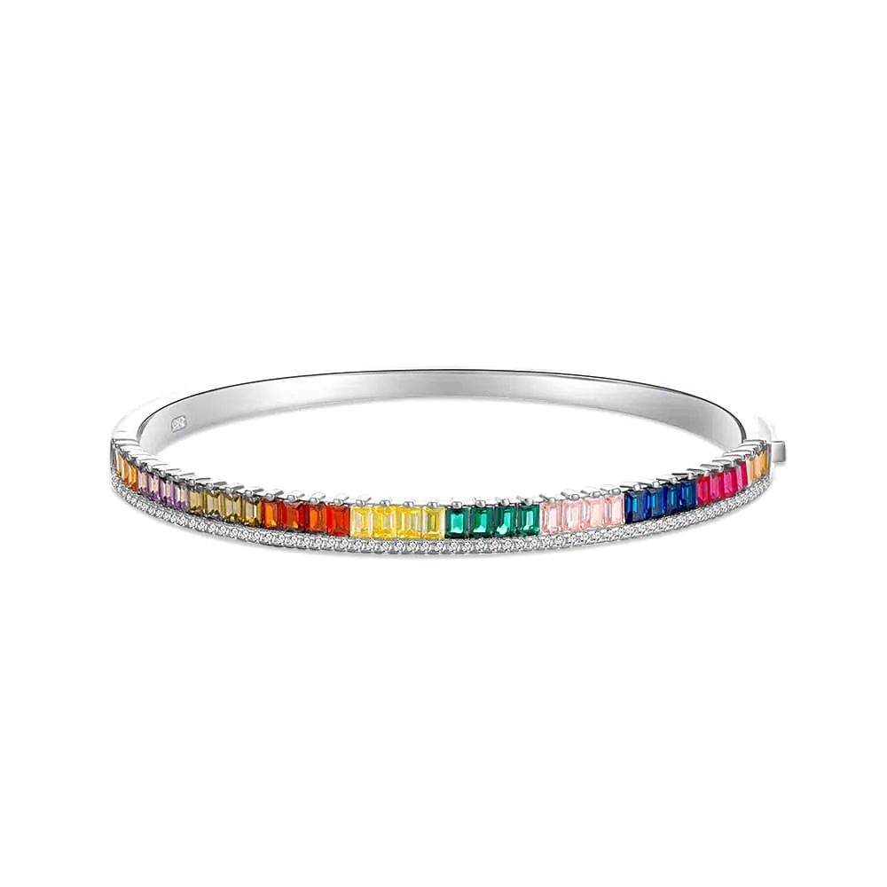 Oval Colored Diamond Sterling Silver Tennis Bracelet