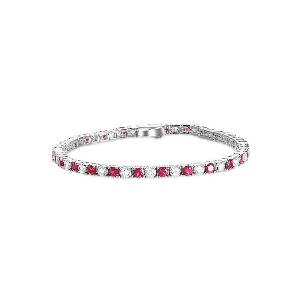 Round Imitation Rubellite Tennis Bracelet