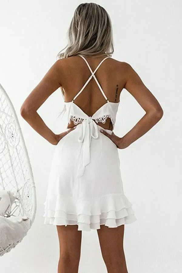 Sheath Spaghetti Straps Pleated White Satin Homecoming Dress PD003