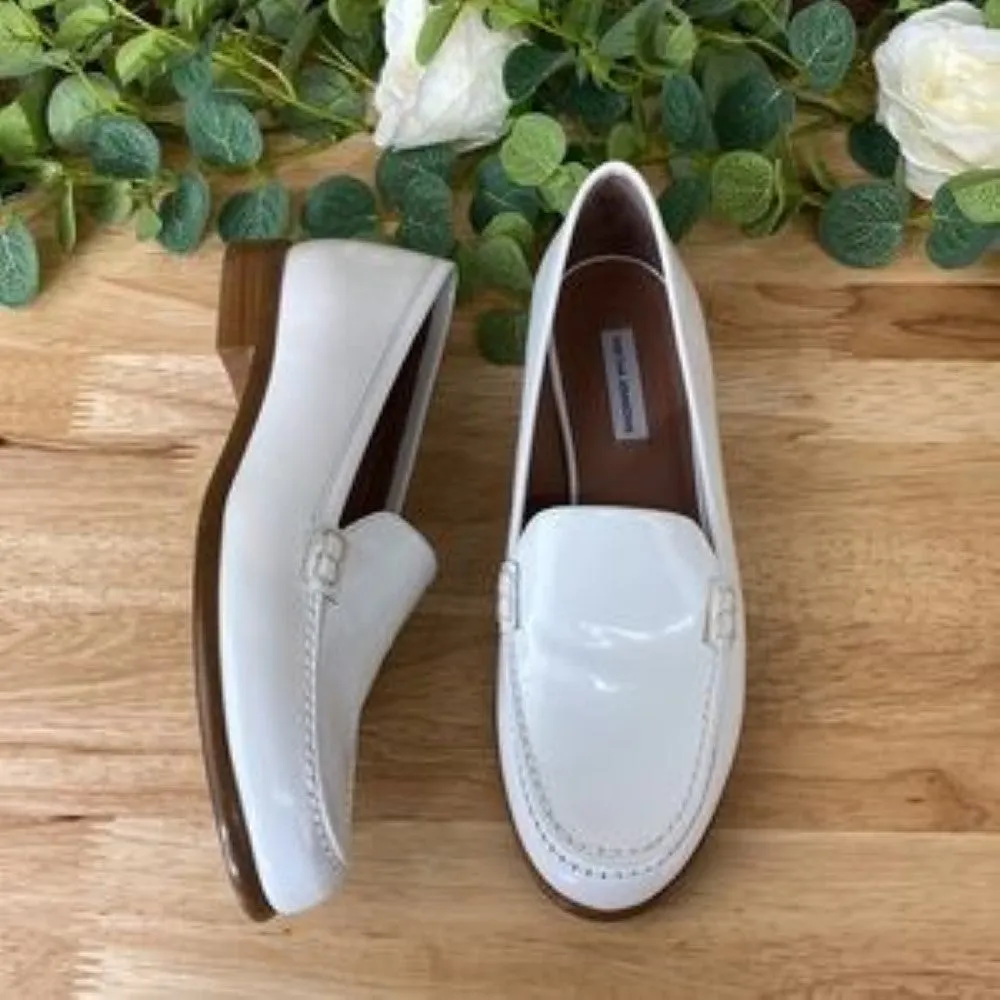 Tabitha Simmons Blakie Moc-Toe Loafers White Size 6