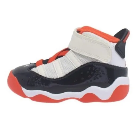 TD Size 8-10C Air Jordan 6 Rings Basketball Shoes DV1344-108 White Orange Black
