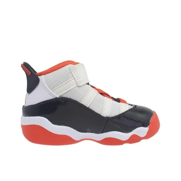 TD Size 8-10C Air Jordan 6 Rings Basketball Shoes DV1344-108 White Orange Black
