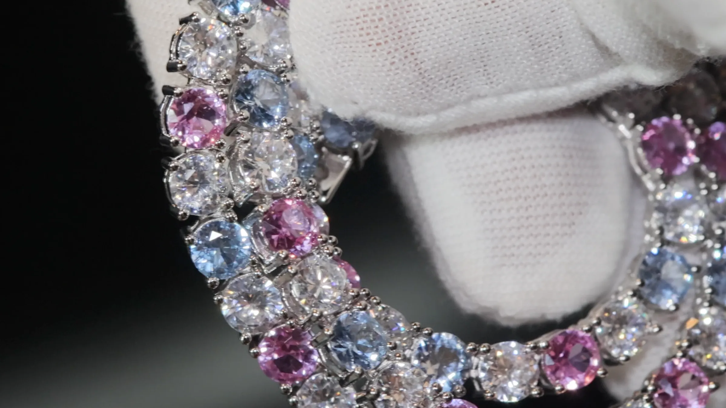 Tennis Chain | Pink and Blue Diamond Tennis Chain | Lab Diamond Tennis Chain