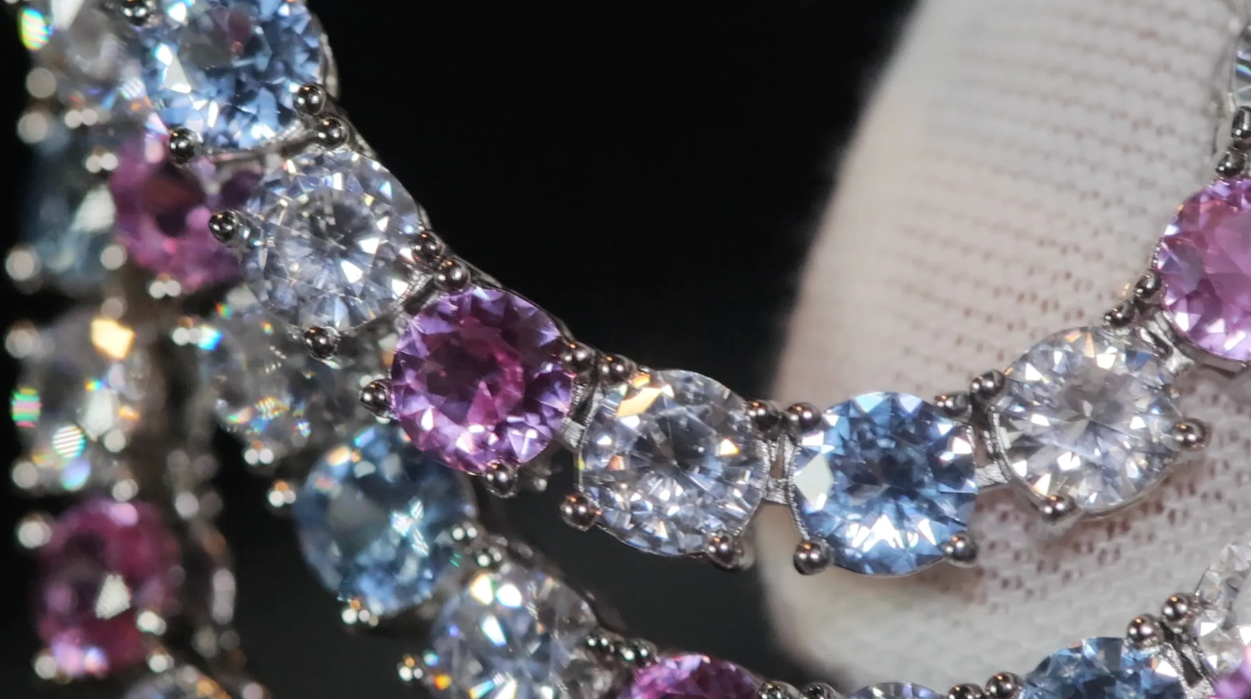 Tennis Chain | Pink and Blue Diamond Tennis Chain | Lab Diamond Tennis Chain