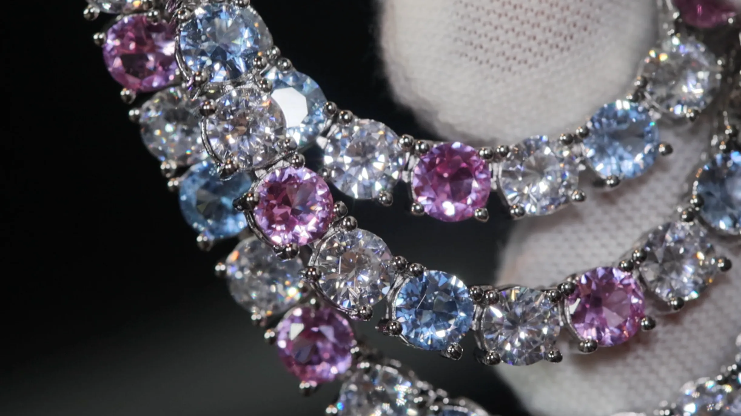 Tennis Chain | Pink and Blue Diamond Tennis Chain | Lab Diamond Tennis Chain