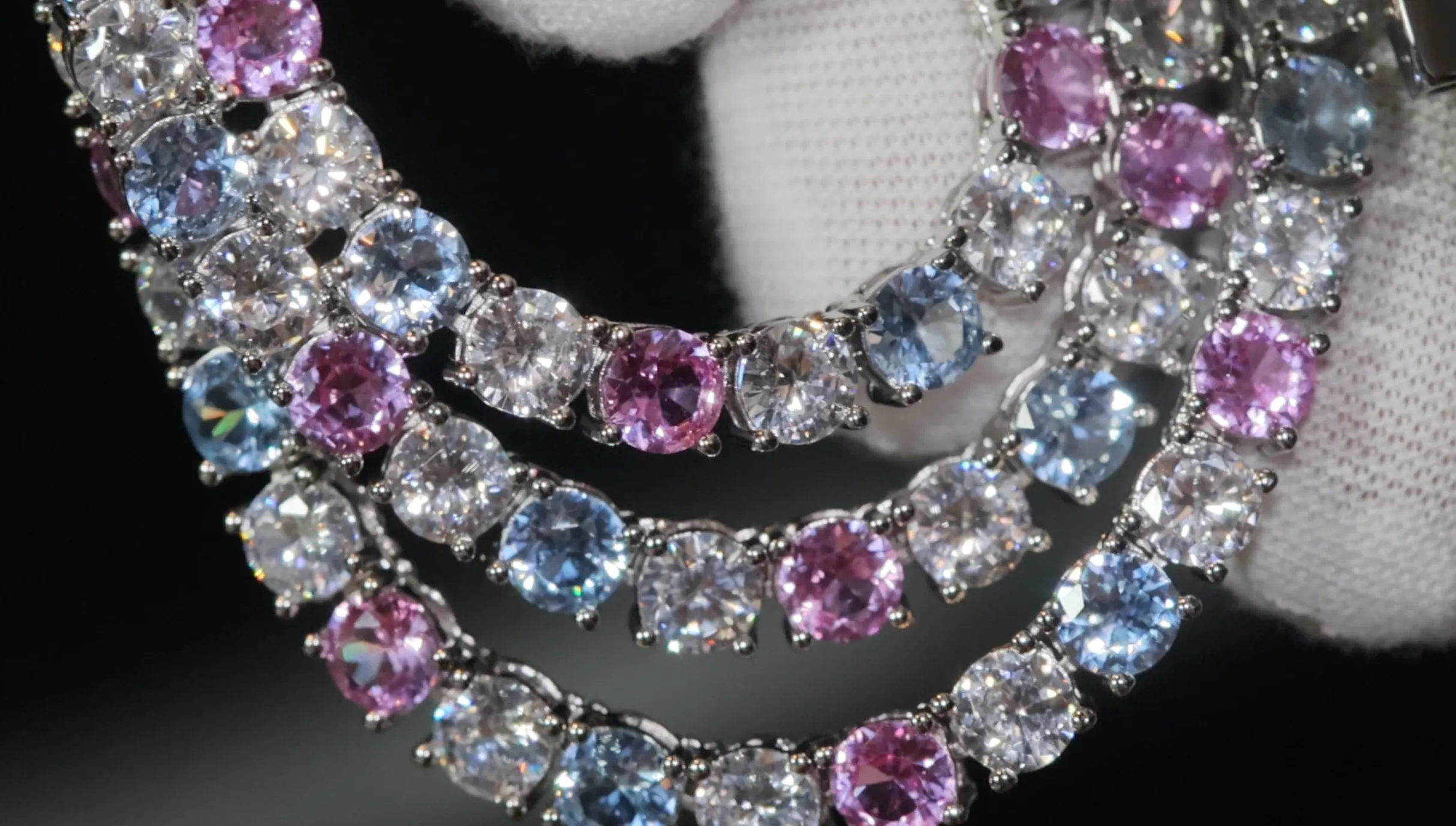 Tennis Chain | Pink and Blue Diamond Tennis Chain | Lab Diamond Tennis Chain