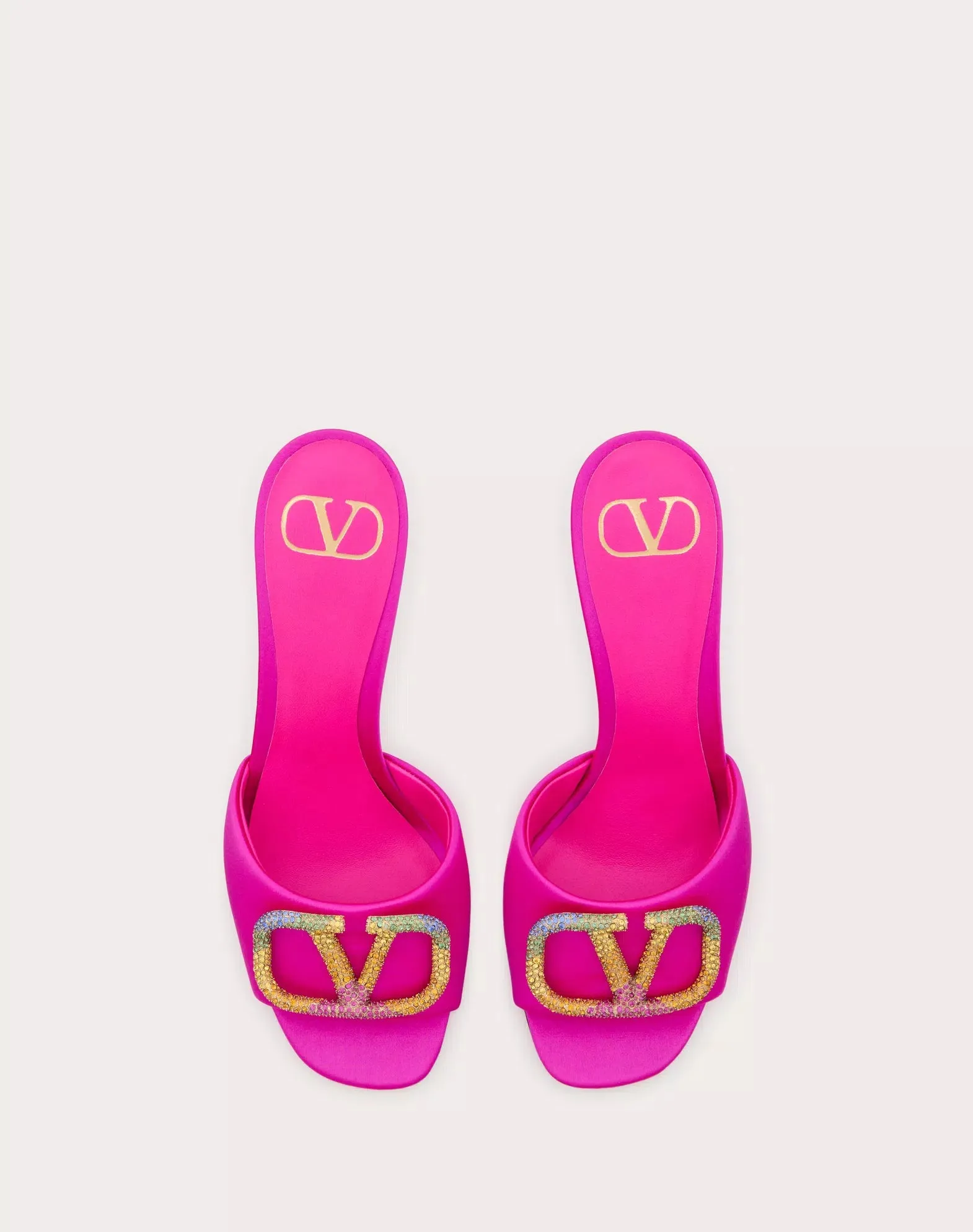 Valentino Garavani Escape Slide Sandals In Satin With 90mm Crystals