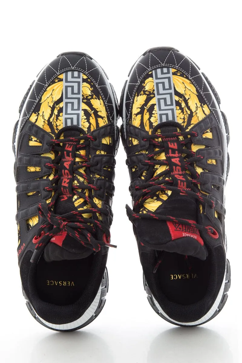 Versace Black & Yellow Printed Sneakers SZ 46