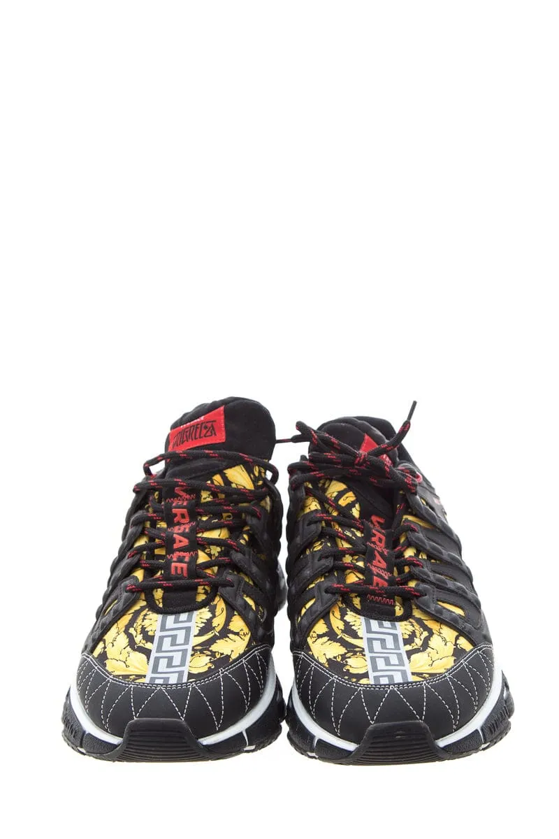 Versace Black & Yellow Printed Sneakers SZ 46