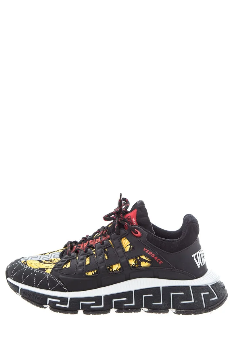 Versace Black & Yellow Printed Sneakers SZ 46