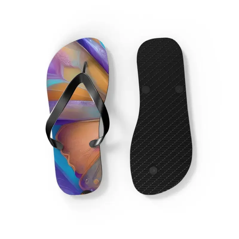 Vibrant Butterfly Unisex Flip Flops with Rubber Sole