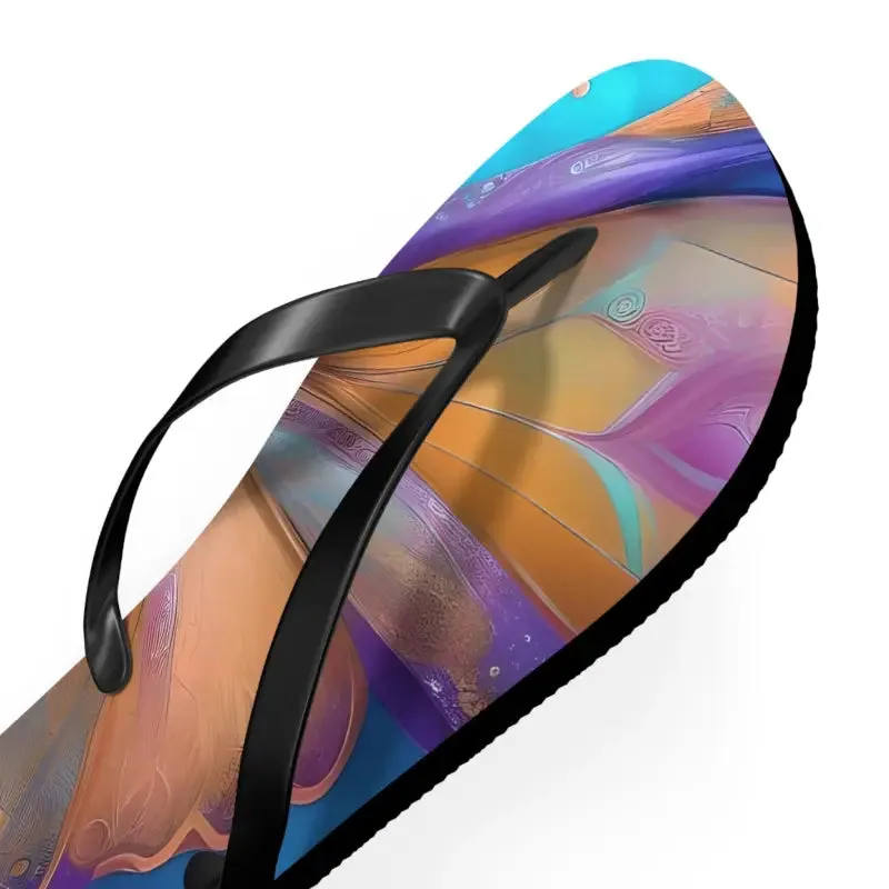 Vibrant Butterfly Unisex Flip Flops with Rubber Sole