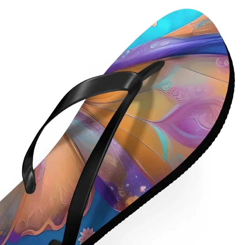 Vibrant Butterfly Unisex Flip Flops with Rubber Sole