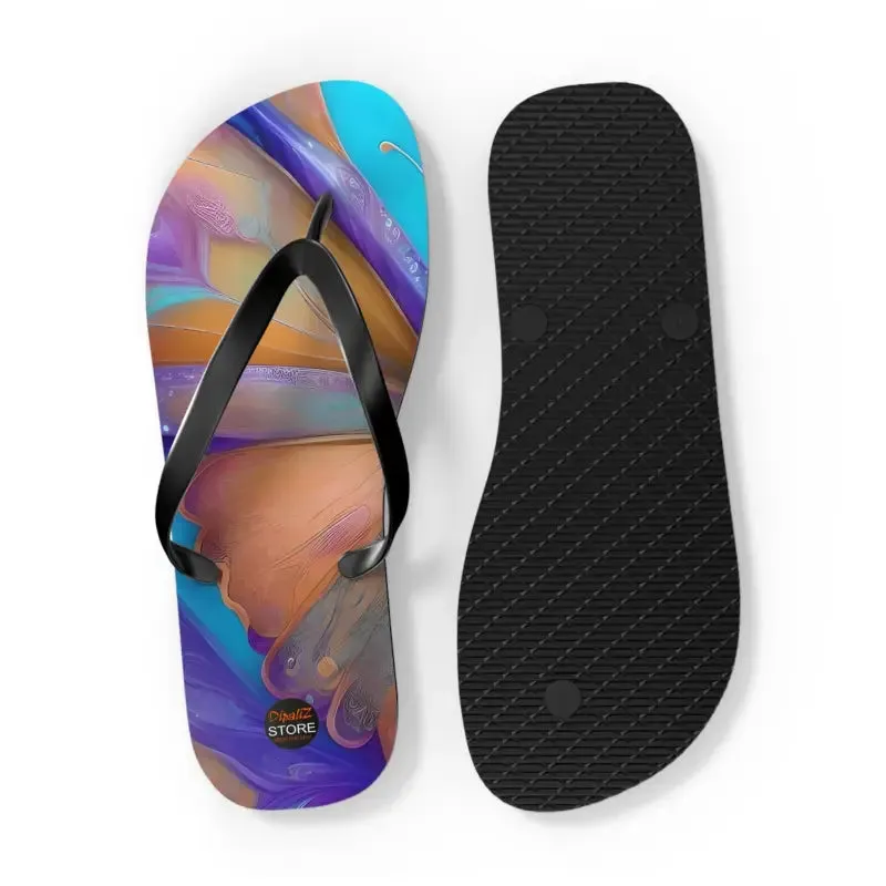 Vibrant Butterfly Unisex Flip Flops with Rubber Sole