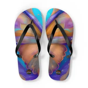 Vibrant Butterfly Unisex Flip Flops with Rubber Sole