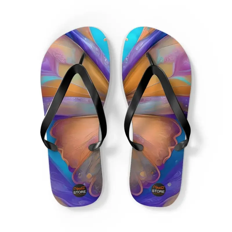 Vibrant Butterfly Unisex Flip Flops with Rubber Sole
