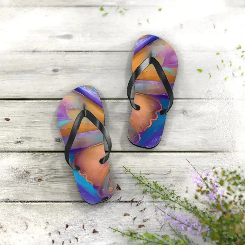 Vibrant Butterfly Unisex Flip Flops with Rubber Sole