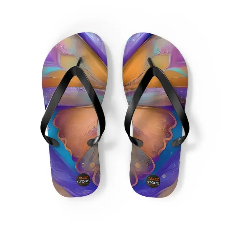 Vibrant Butterfly Unisex Flip Flops with Rubber Sole