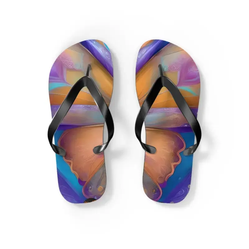 Vibrant Butterfly Unisex Flip Flops with Rubber Sole